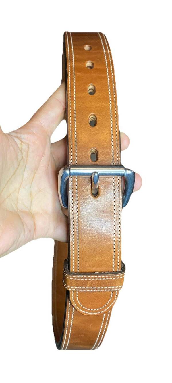 Hanks Belts Premier 0266 Mens 42 Leather Gun Belt Double Layer Rich Oak Brown